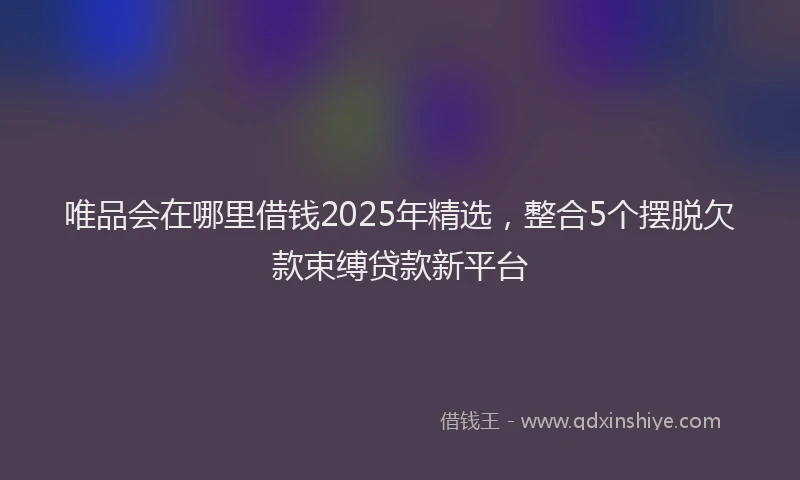 唯品会在哪里借钱2025年精选，整合5个摆脱欠款束缚贷款新平台