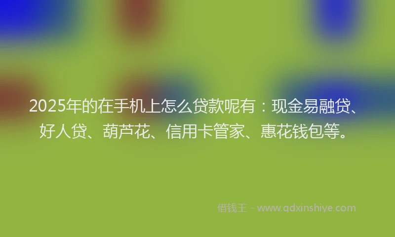 2025年的在手机上怎么贷款呢有：现金易融贷、好人贷、葫芦花、信用卡管家、惠花钱包等。