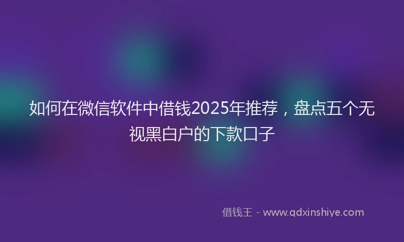 如何在微信软件中借钱2025年推荐，盘点五个无视黑白户的下款口子