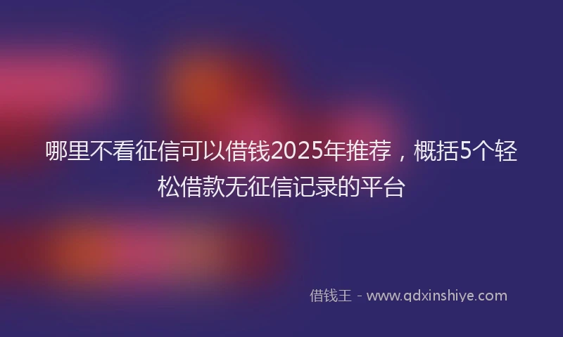 哪里不看征信可以借钱2025年推荐，概括5个轻松借款无征信记录的平台