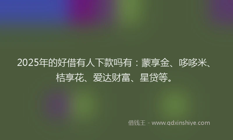 2025年的好借有人下款吗有：蒙享金、哆哆米、桔享花、爱达财富、星贷等。