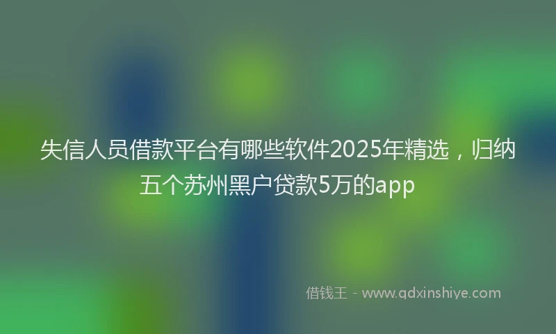 失信人员借款平台有哪些软件2025年精选，归纳五个苏州黑户贷款5万的app