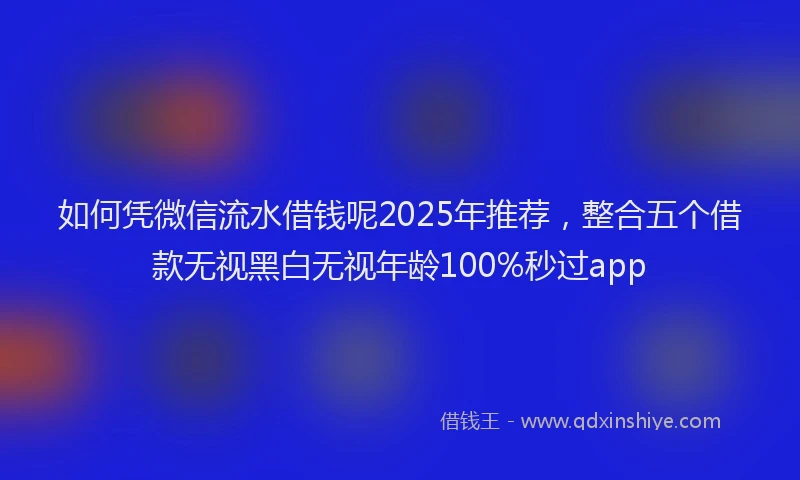 如何凭微信流水借钱呢2025年推荐，整合五个借款无视黑白无视年龄100%秒过app