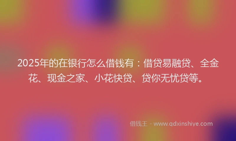 2025年的在银行怎么借钱有：借贷易融贷、全金花、现金之家、小花快贷、贷你无忧贷等。