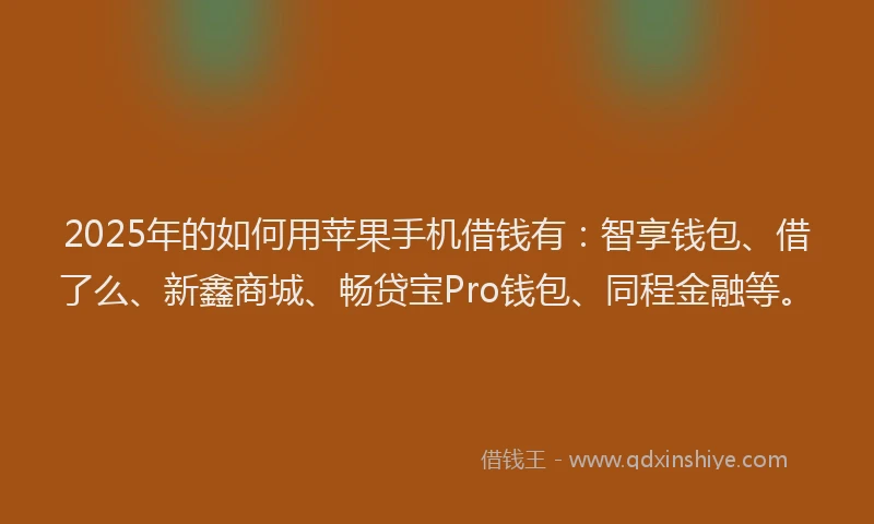 2025年的如何用苹果手机借钱有：智享钱包、借了么、新鑫商城、畅贷宝Pro钱包、同程金融等。
