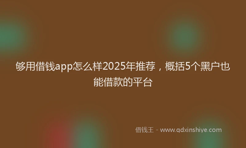 够用借钱app怎么样2025年推荐，概括5个黑户也能借款的平台
