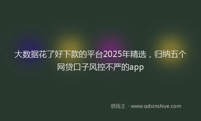 大数据花了好下款的平台2025年精选，归纳五个网贷口子风控不严的app