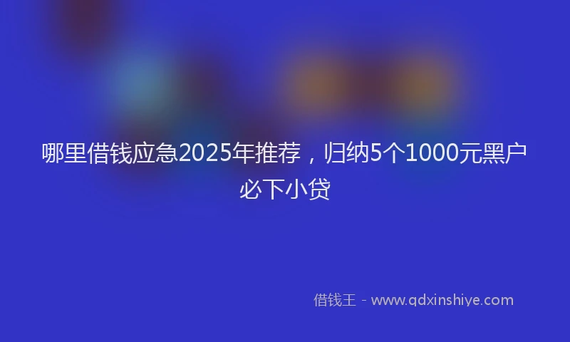 哪里借钱应急2025年推荐，归纳5个1000元黑户必下小贷