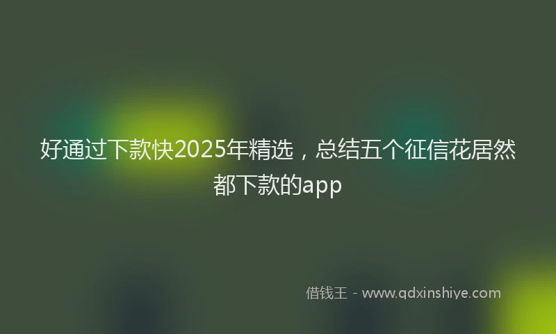 好通过下款快2025年精选，总结五个征信花居然都下款的app