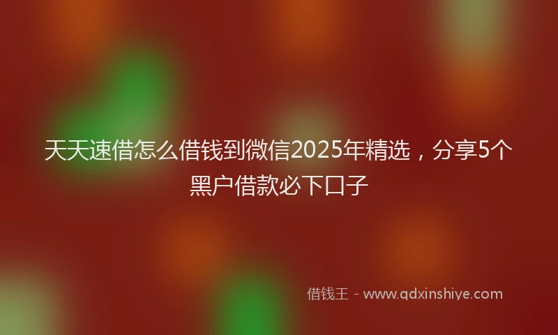 天天速借怎么借钱到微信2025年精选，分享5个黑户借款必下口子