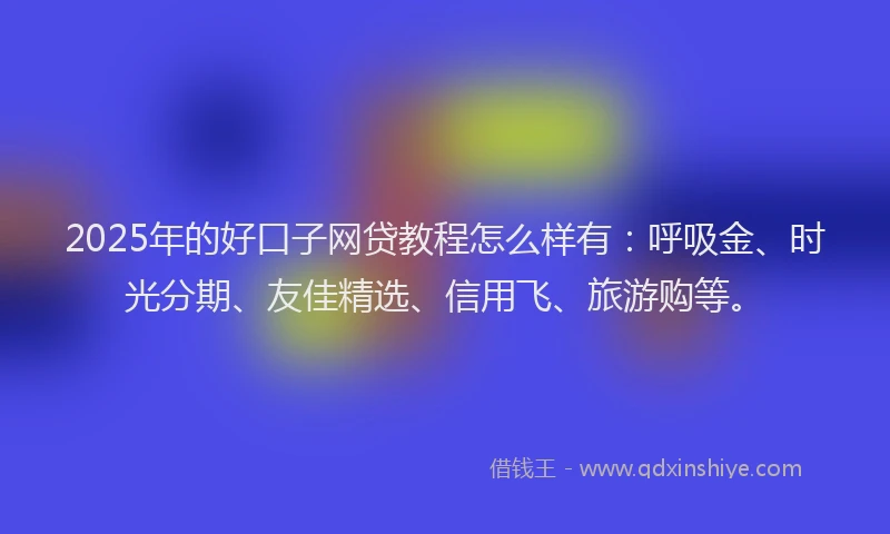 2025年的好口子网贷教程怎么样有：呼吸金、时光分期、友佳精选、信用飞、旅游购等。