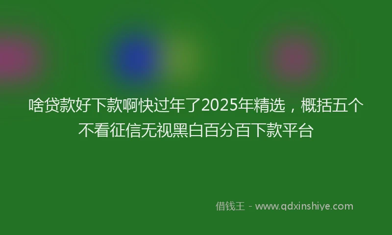 啥贷款好下款啊快过年了2025年精选，概括五个不看征信无视黑白百分百下款平台