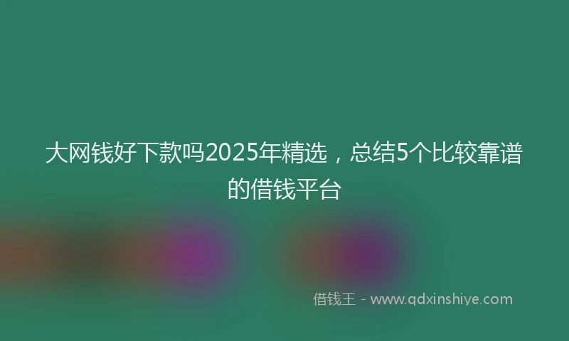 大网钱好下款吗2025年精选，总结5个比较靠谱的借钱平台