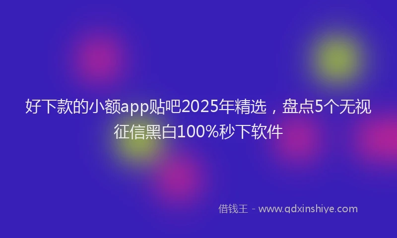 好下款的小额app贴吧2025年精选，盘点5个无视征信黑白100%秒下软件