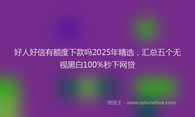 好人好信有额度下款吗2025年精选，汇总五个无视黑白100%秒下网贷