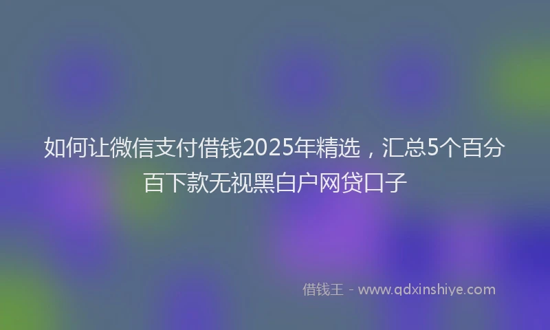 如何让微信支付借钱2025年精选，汇总5个百分百下款无视黑白户网贷口子