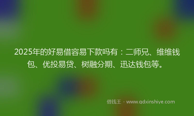 2025年的好易借容易下款吗有：二师兄、维维钱包、优投易贷、树融分期、迅达钱包等。