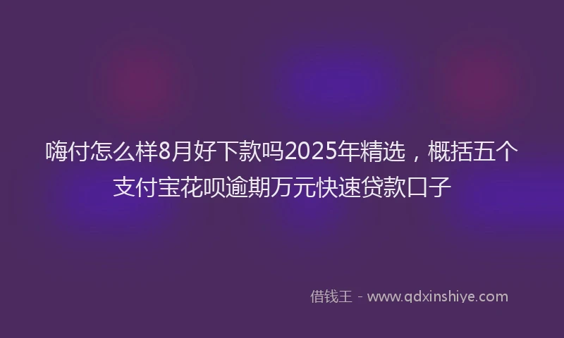 嗨付怎么样8月好下款吗2025年精选，概括五个支付宝花呗逾期万元快速贷款口子