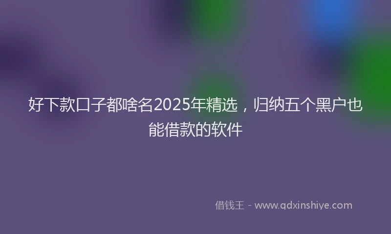 好下款口子都啥名2025年精选，归纳五个黑户也能借款的软件