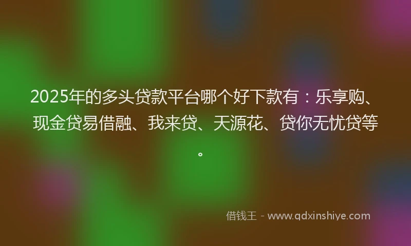 2025年的多头贷款平台哪个好下款有：乐享购、现金贷易借融、我来贷、天源花、贷你无忧贷等。
