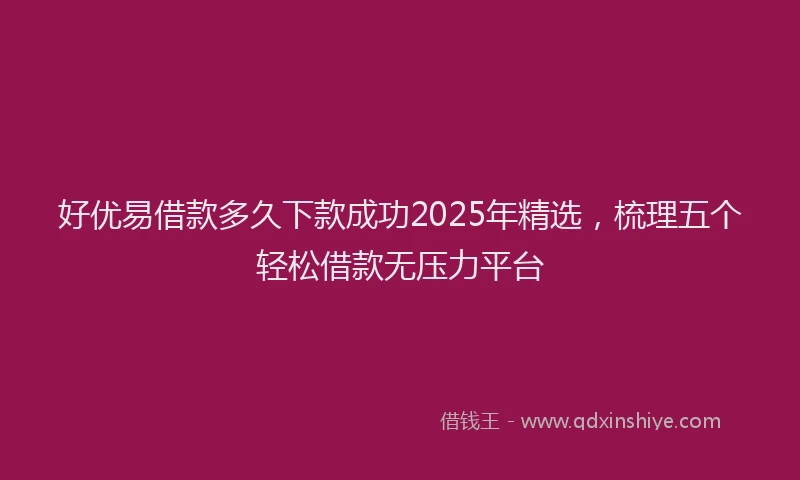 好优易借款多久下款成功2025年精选，梳理五个轻松借款无压力平台