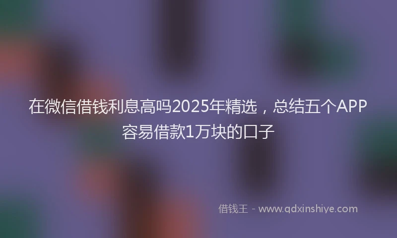 在微信借钱利息高吗2025年精选，总结五个APP容易借款1万块的口子