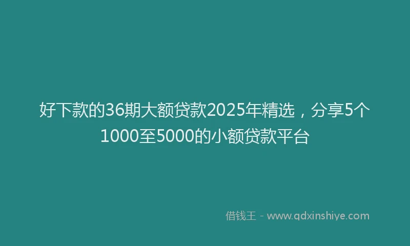 好下款的36期大额贷款2025年精选，分享5个1000至5000的小额贷款平台