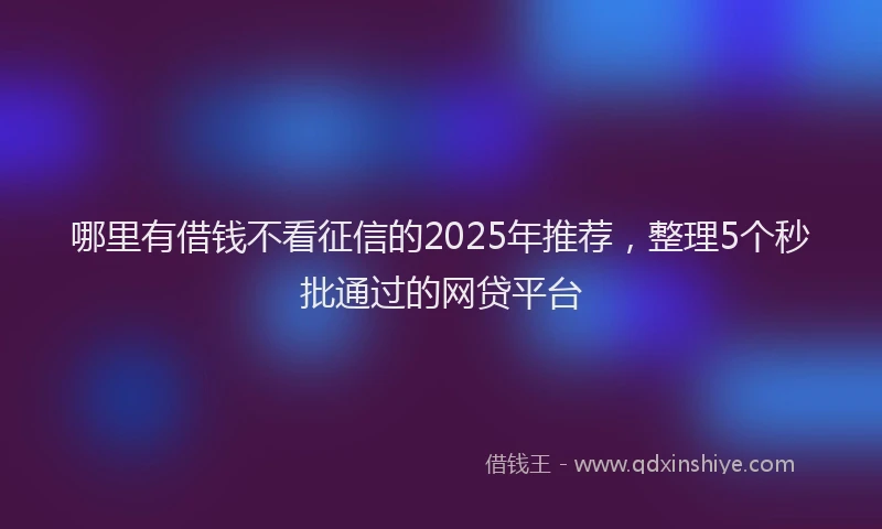 哪里有借钱不看征信的2025年推荐，整理5个秒批通过的网贷平台