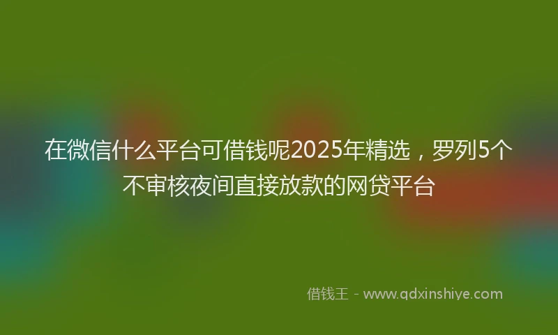 在微信什么平台可借钱呢2025年精选，罗列5个不审核夜间直接放款的网贷平台