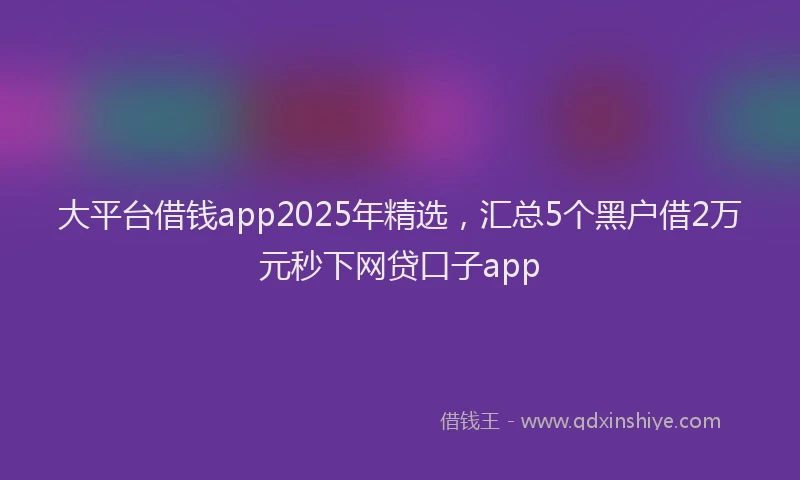 大平台借钱app2025年精选，汇总5个黑户借2万元秒下网贷口子app
