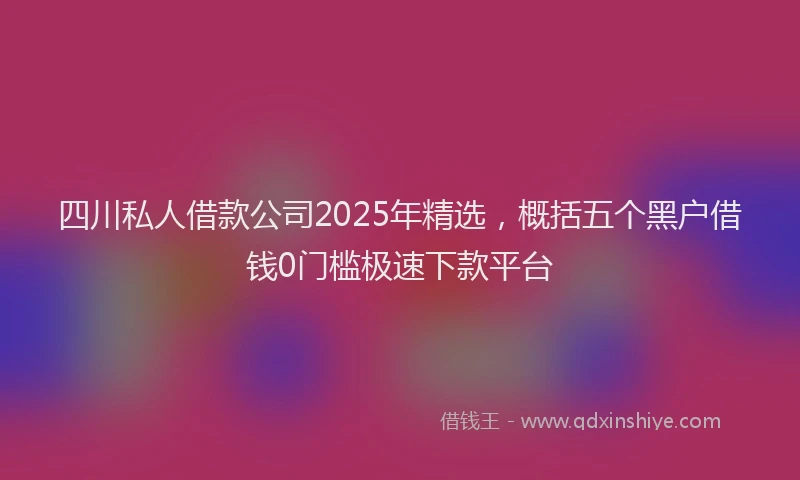 四川私人借款公司2025年精选，概括五个黑户借钱0门槛极速下款平台