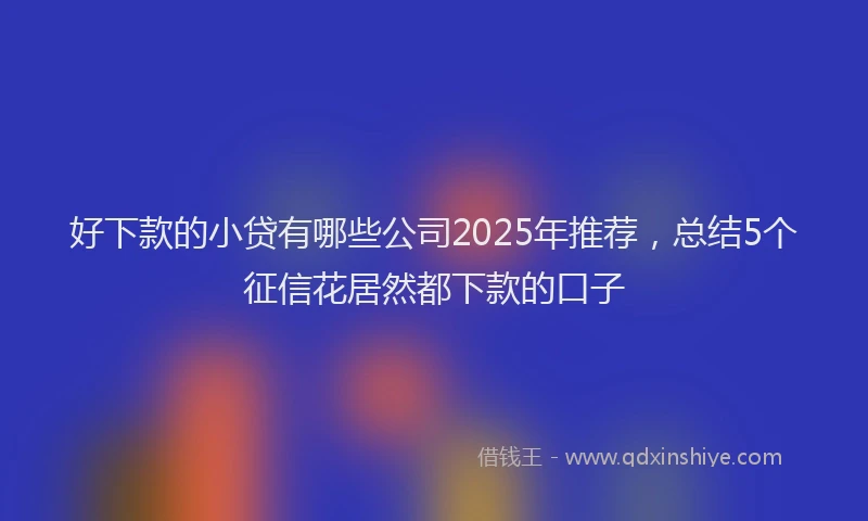 好下款的小贷有哪些公司2025年推荐，总结5个征信花居然都下款的口子