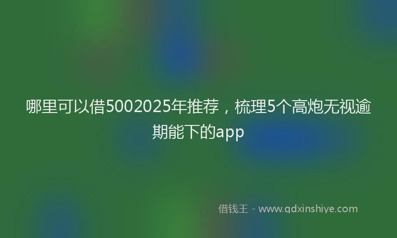 哪里可以借5002025年推荐，梳理5个高炮无视逾期能下的app