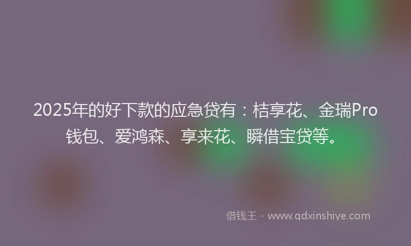 2025年的好下款的应急贷有：桔享花、金瑞Pro钱包、爱鸿森、享来花、瞬借宝贷等。