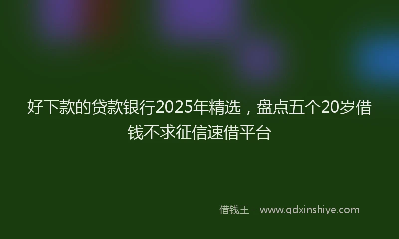 好下款的贷款银行2025年精选，盘点五个20岁借钱不求征信速借平台