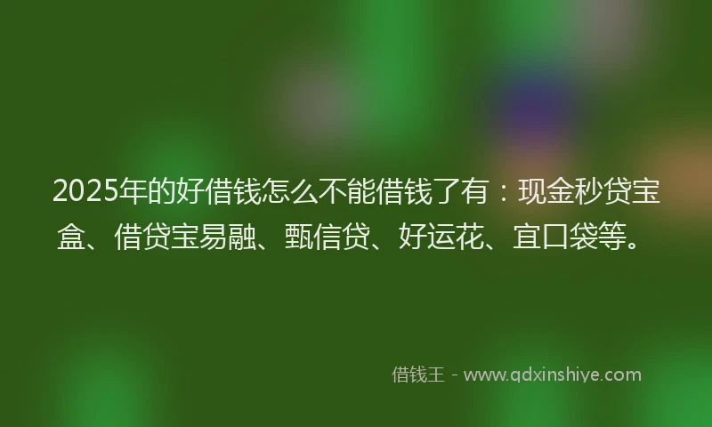 2025年的好借钱怎么不能借钱了有：现金秒贷宝盒、借贷宝易融、甄信贷、好运花、宜口袋等。