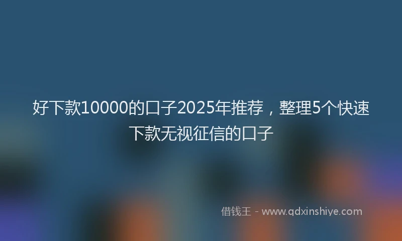 好下款10000的口子2025年推荐，整理5个快速下款无视征信的口子