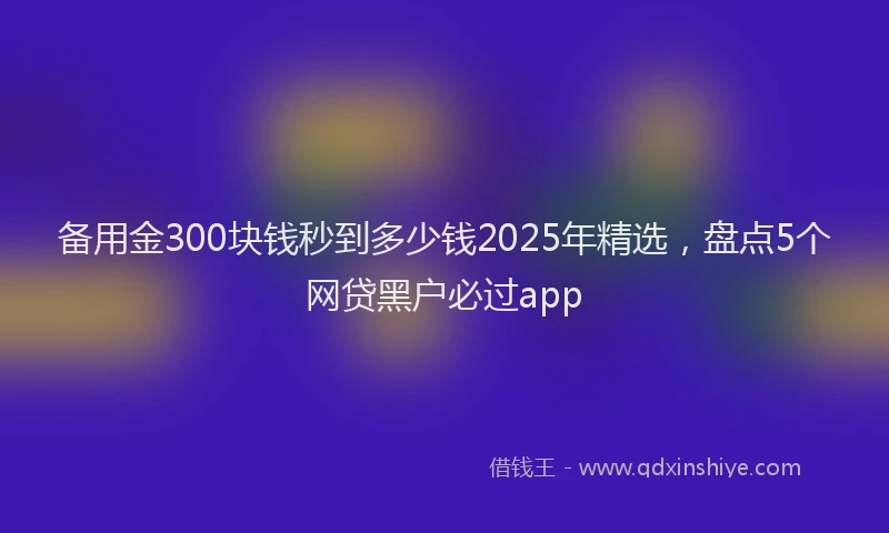 备用金300块钱秒到多少钱2025年精选，盘点5个网贷黑户必过app