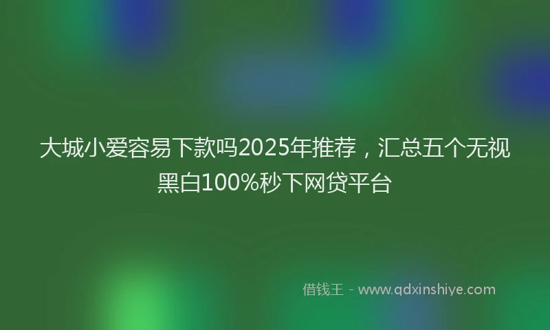 大城小爱容易下款吗2025年推荐，汇总五个无视黑白100%秒下网贷平台