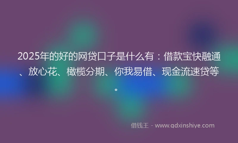 2025年的好的网贷口子是什么有：借款宝快融通、放心花、橄榄分期、你我易借、现金流速贷等。