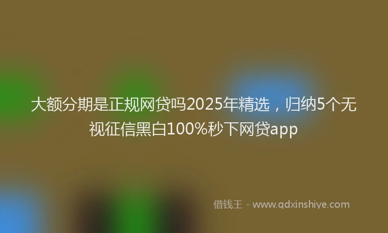大额分期是正规网贷吗2025年精选，归纳5个无视征信黑白100%秒下网贷app