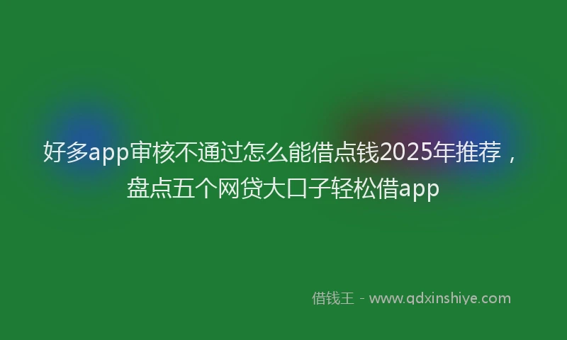 好多app审核不通过怎么能借点钱2025年推荐，盘点五个网贷大口子轻松借app