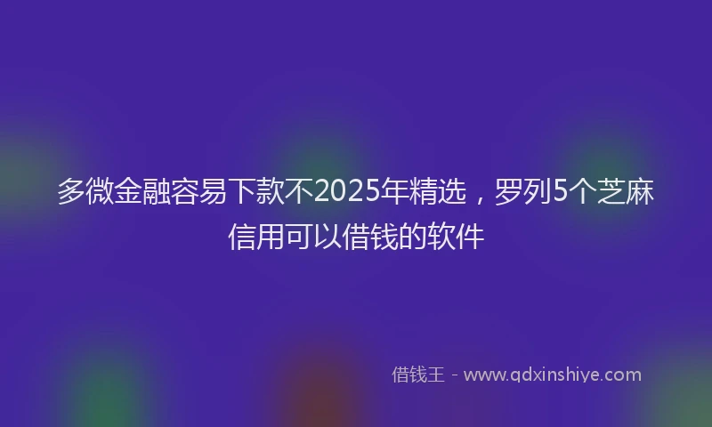 多微金融容易下款不2025年精选，罗列5个芝麻信用可以借钱的软件