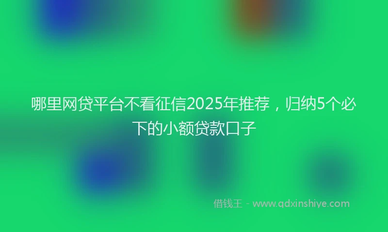 哪里网贷平台不看征信2025年推荐，归纳5个必下的小额贷款口子