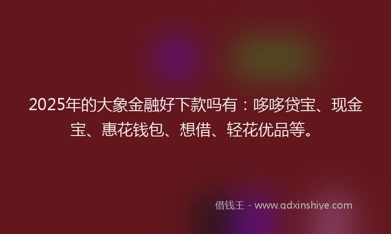 2025年的大象金融好下款吗有：哆哆贷宝、现金宝、惠花钱包、想借、轻花优品等。