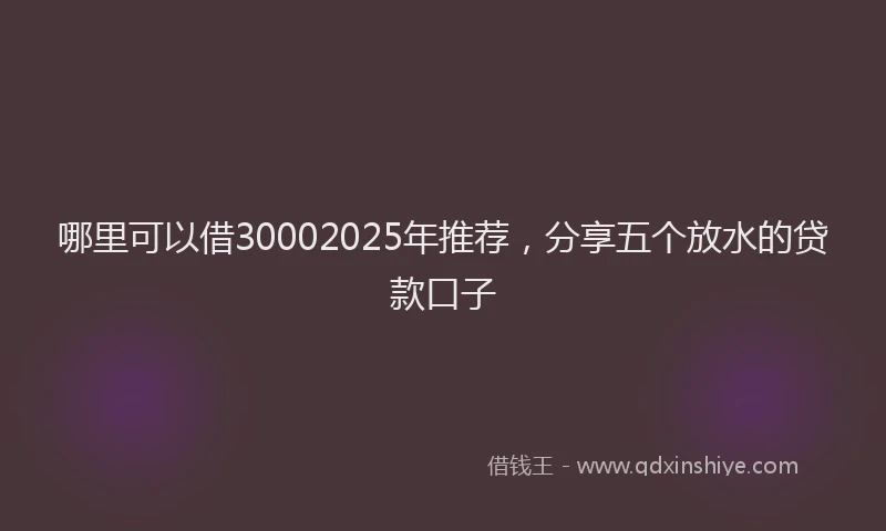 哪里可以借30002025年推荐，分享五个放水的贷款口子