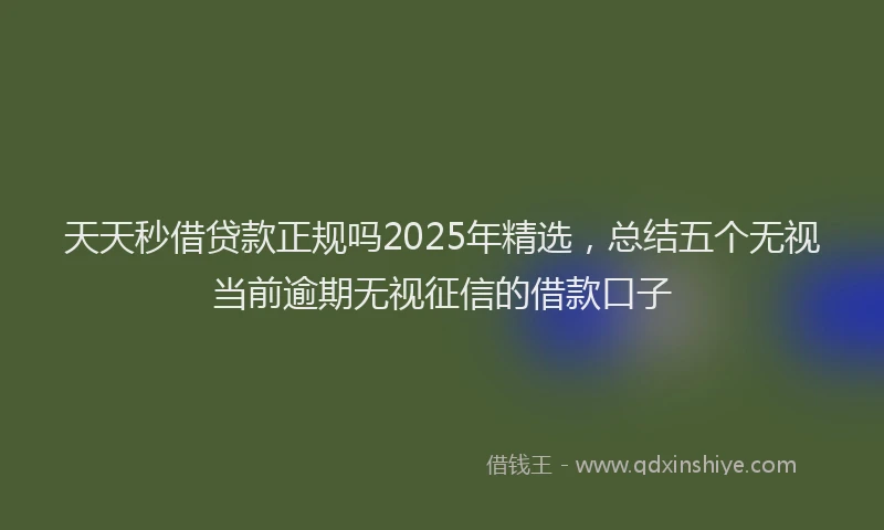 天天秒借贷款正规吗2025年精选，总结五个无视当前逾期无视征信的借款口子