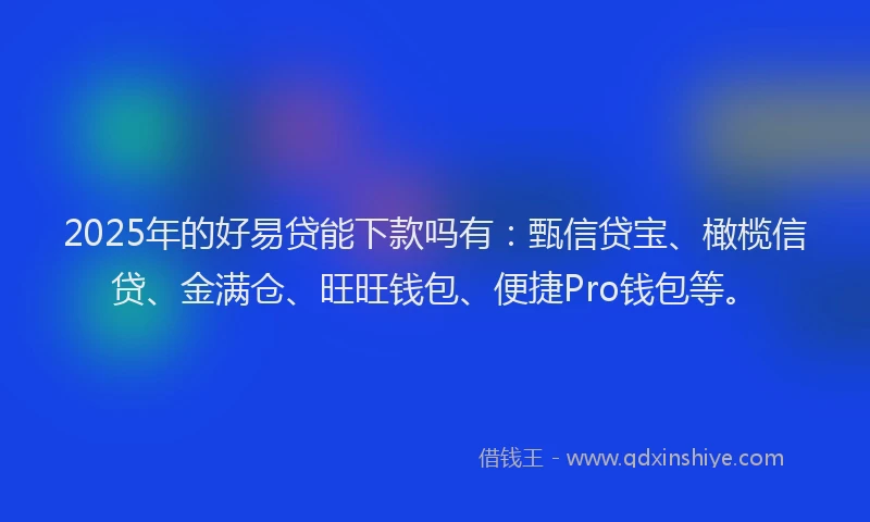 2025年的好易贷能下款吗有：甄信贷宝、橄榄信贷、金满仓、旺旺钱包、便捷Pro钱包等。