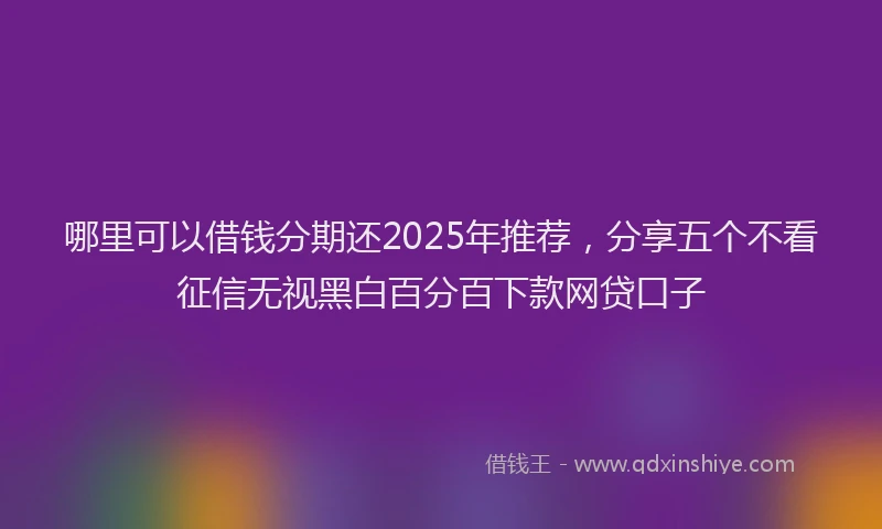 哪里可以借钱分期还2025年推荐，分享五个不看征信无视黑白百分百下款网贷口子