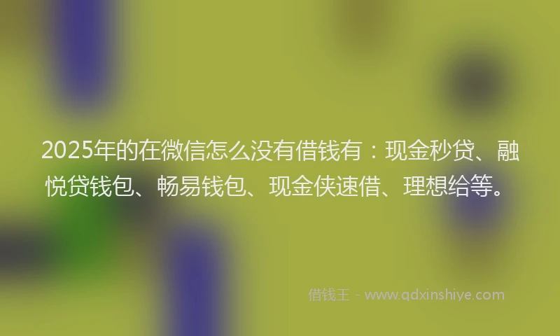 2025年的在微信怎么没有借钱有：现金秒贷、融悦贷钱包、畅易钱包、现金侠速借、理想给等。